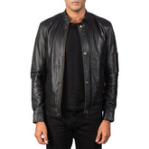 Uldar Black Leather Biker Jacket-Real sheepskin Leather Jacket